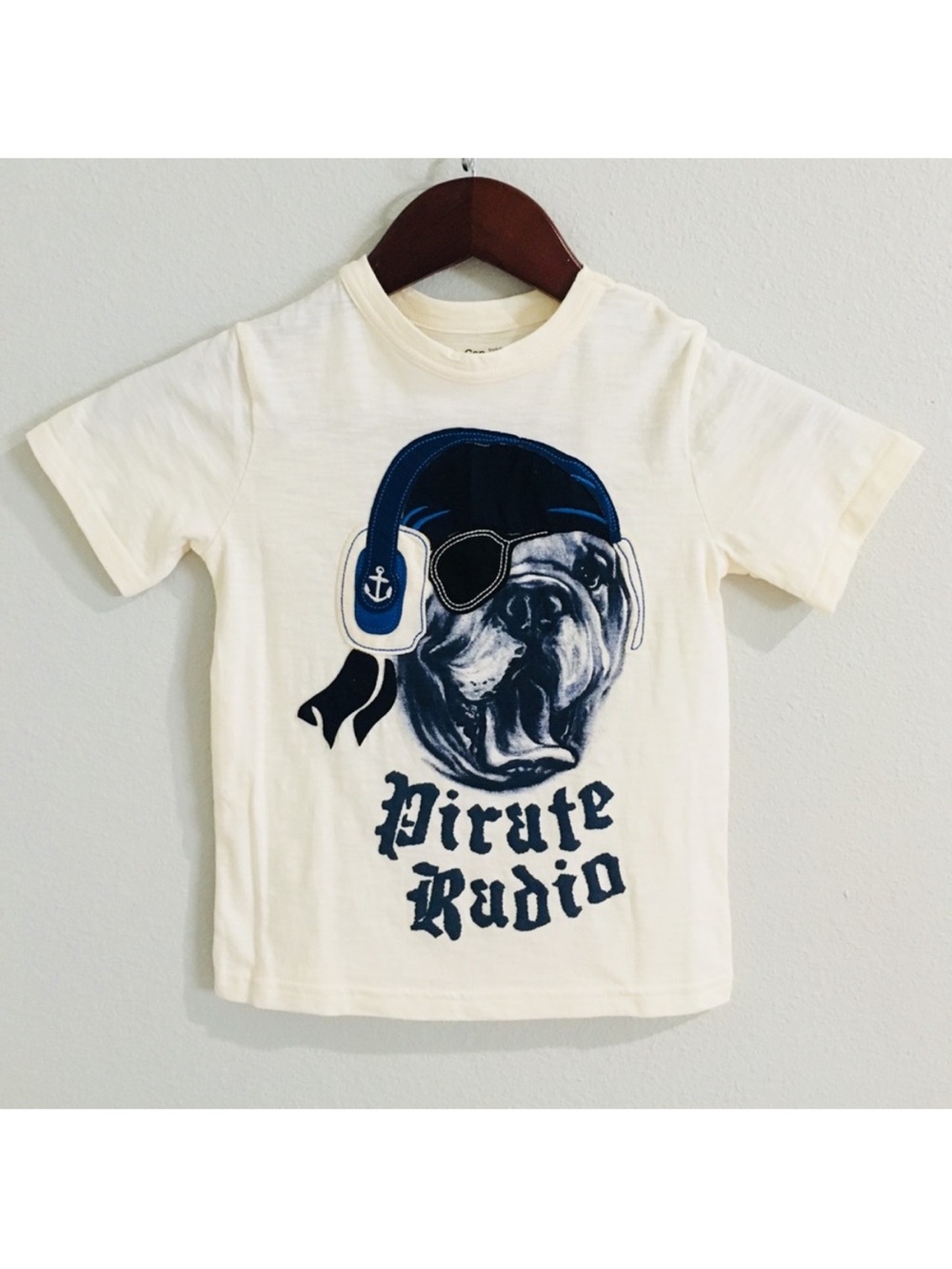 Baby Gap Kids 'Pirate Radio' Graphic Tee - Cream with Navy Print